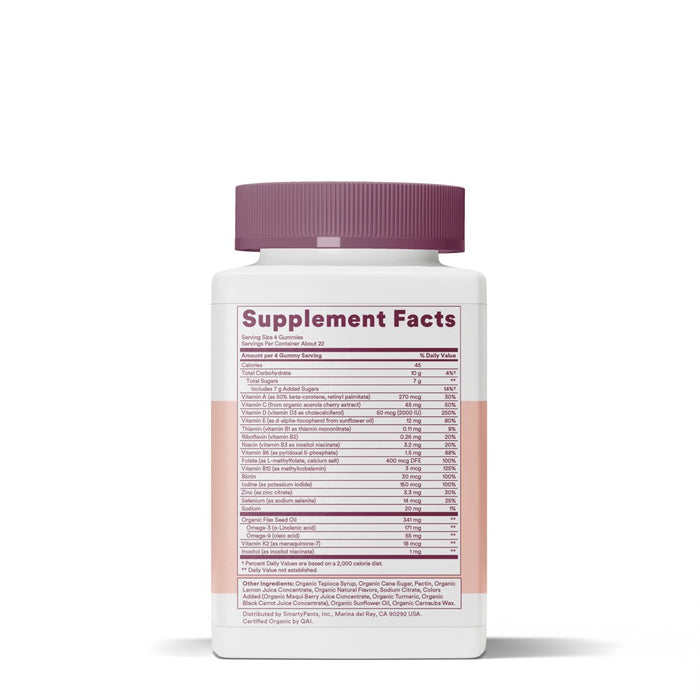 SmartyPants Organic Women's Multi & Vegetarian Omega 3 Gummy Vitamins with D3, C & B12 - 90 ct