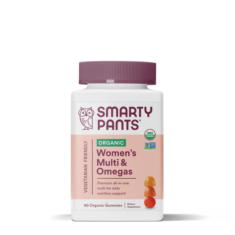 SmartyPants Organic Women's Multi & Vegetarian Omega 3 Gummy Vitamins with D3, C & B12 - 90 ct