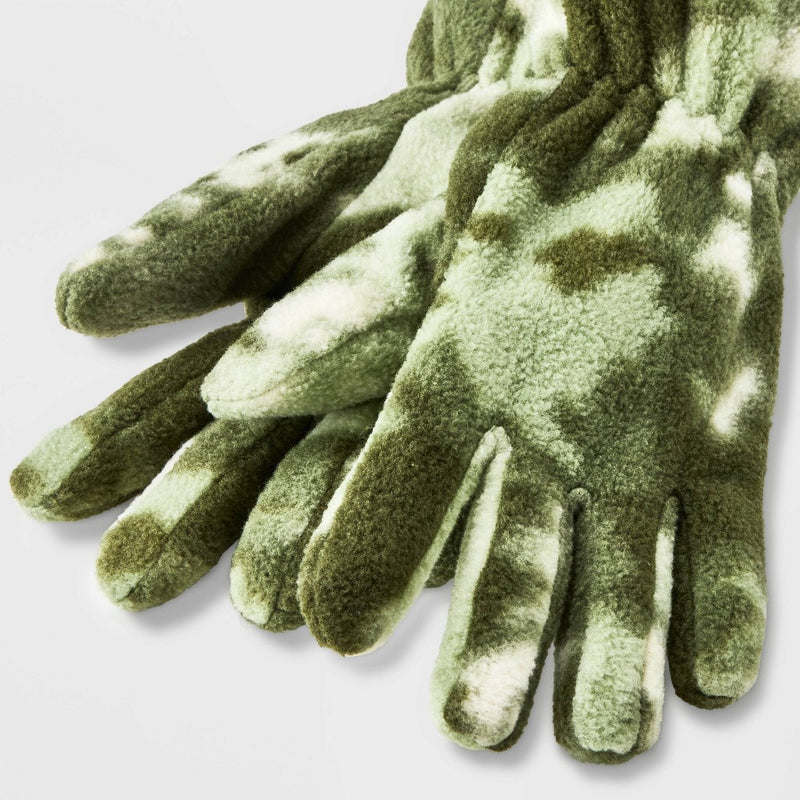 Boys' Camo Fleece Gloves - Cat & Jack Green 4-7