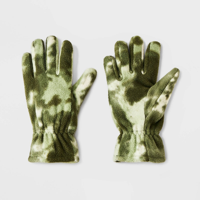 Boys' Camo Fleece Gloves - Cat & Jack Green 4-7