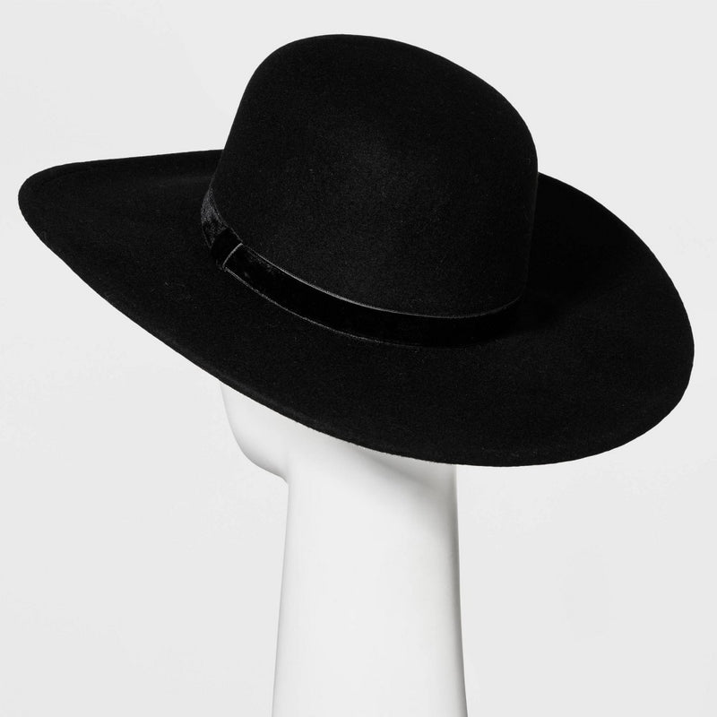 Wide Brim Felt Hat - A New Day Black