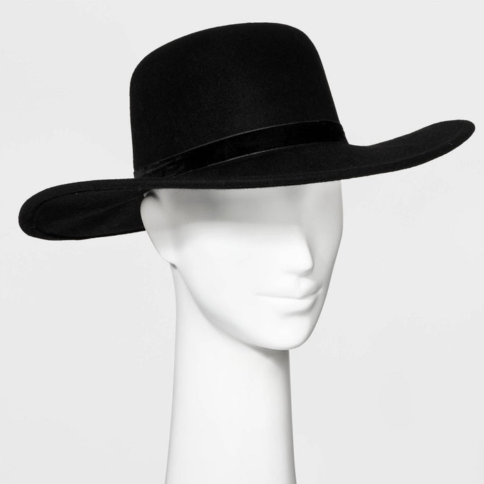 Wide Brim Felt Hat - A New Day Black