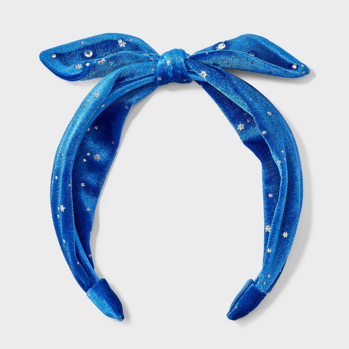 Girls' Hanukkah Velvet Bow Headband - Cat & Jack Blue