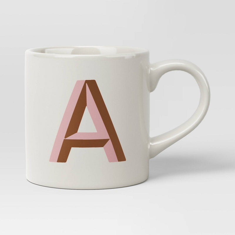16oz Stoneware Monogram A Mug Light Pink - Opalhouse