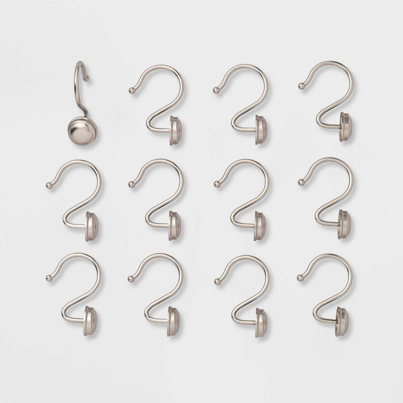 Rust Proof Button Shower Hook Nickel - Threshold