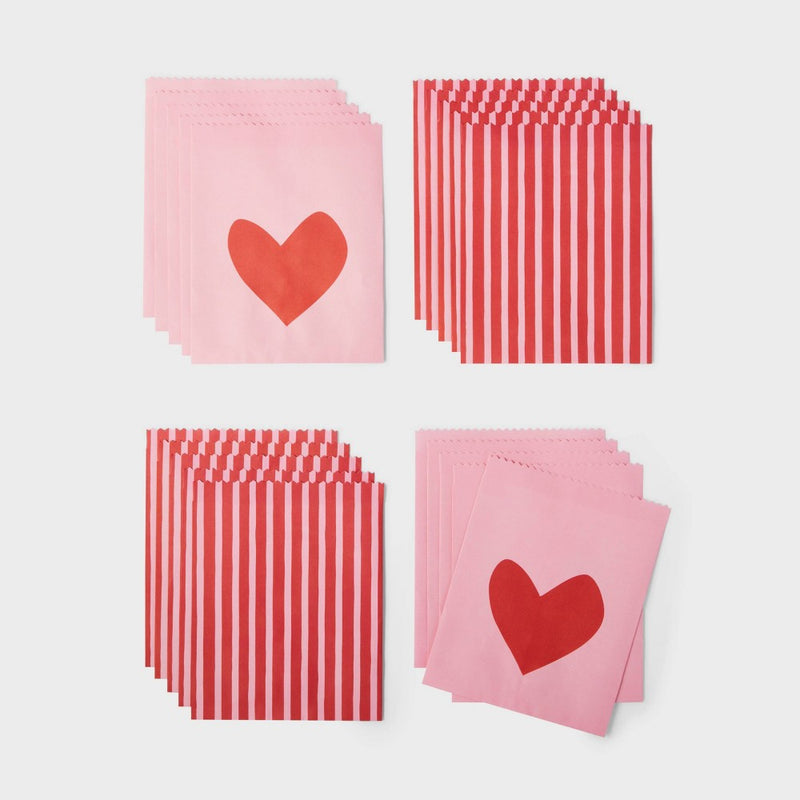 20ct Paper Treat Bags Red/Pink - Spritz