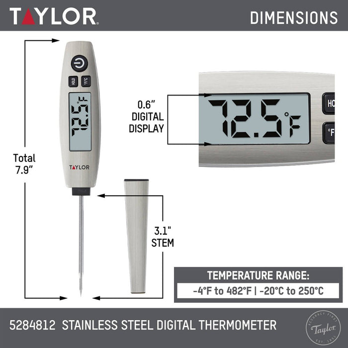 Taylor Pen Style Digital Kitchen Meat Cooking Thermometer Stainless