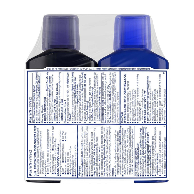 Mucinex Max Strength Congestion, Cough, Cold & Flu Medicine - Day & Night - Liquid - 6 fl oz/2ct