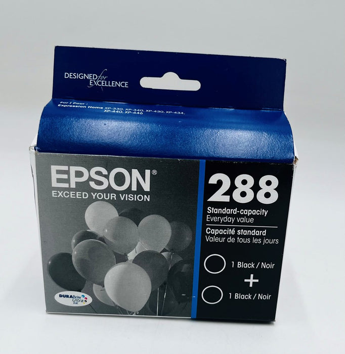 Epson 288 2pk Ink Cartridges - Black (T288120-D2) EXP 05/2027 AND AFTER