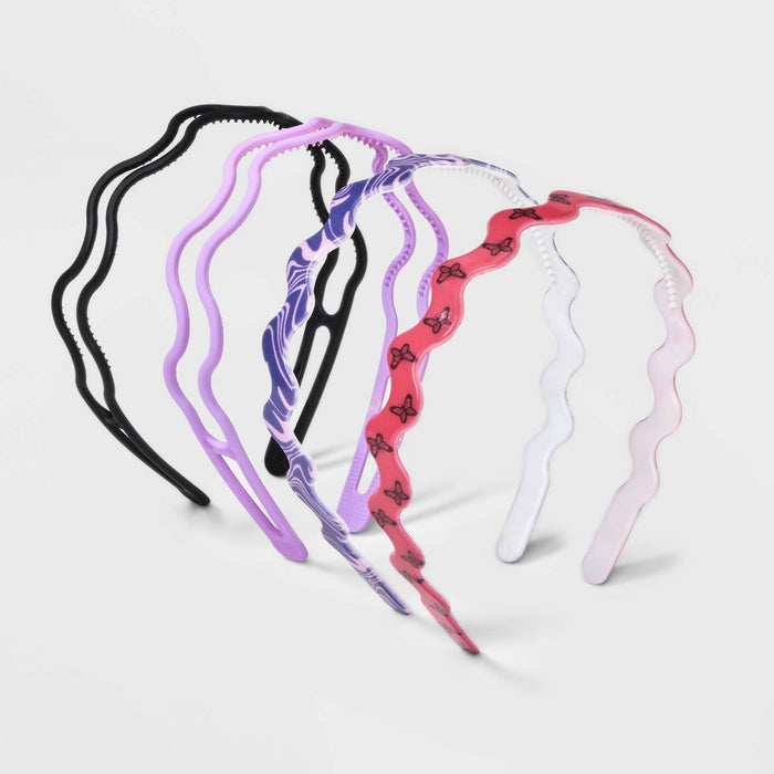 Girls' 4pk Butterfly and Marble Print Headband Set - art class