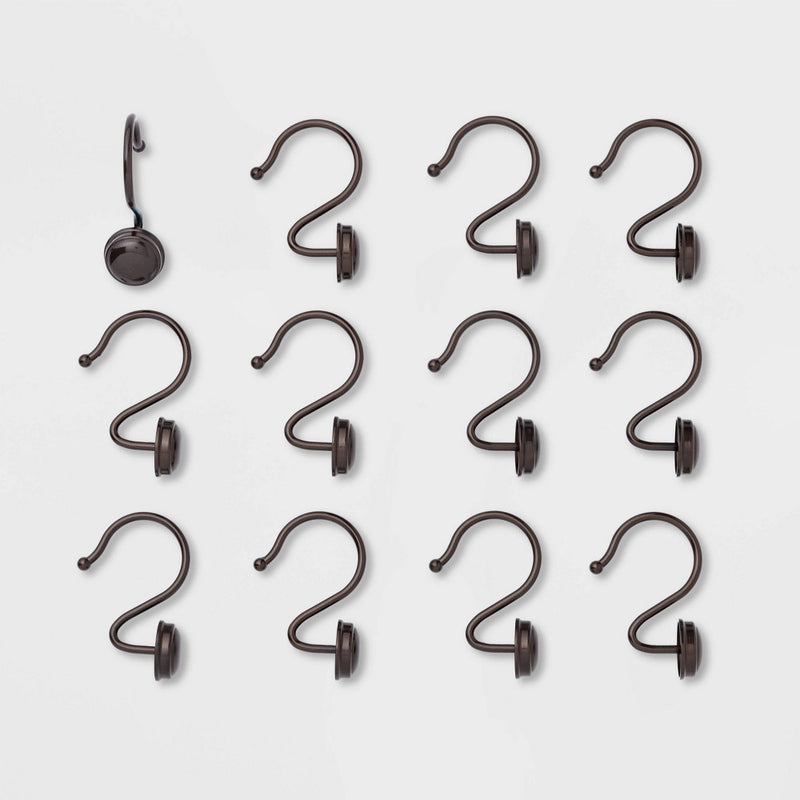 Rust Proof Button Shower Hook Bronze - Threshold