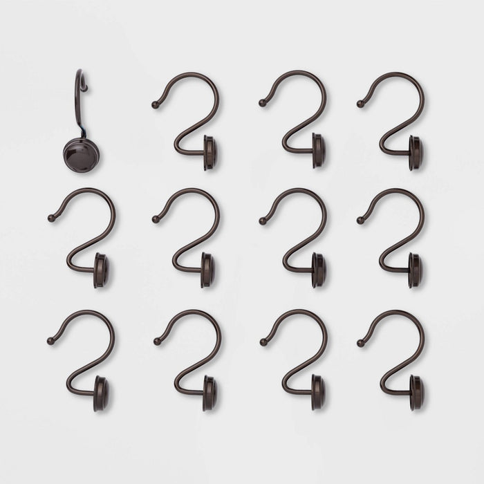 Rust Proof Button Shower Hook Bronze - Threshold