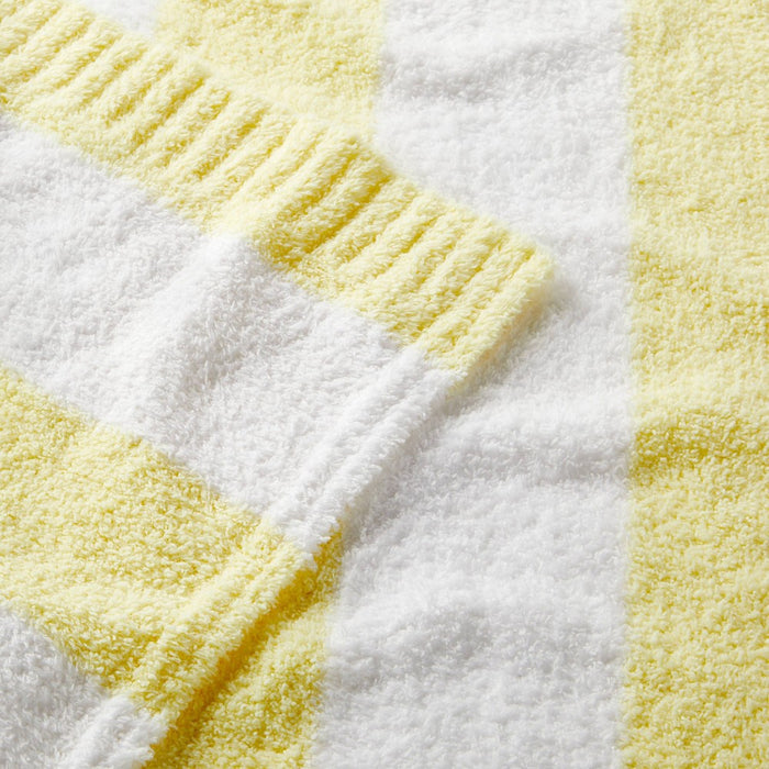 Chenille Stripe Baby Blanket - Yellow and White Stripes - Cloud Island