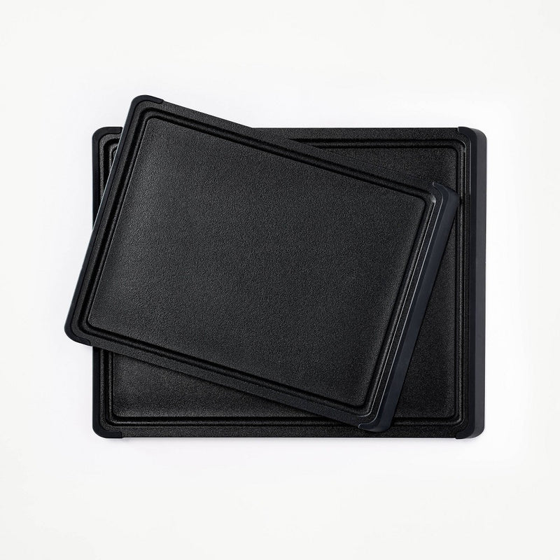 2pc Nonslip Recycled Poly Cutting Board Set Black - Figmint