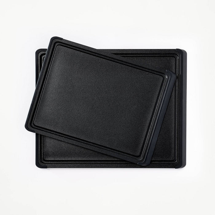 2pc Nonslip Recycled Poly Cutting Board Set Black - Figmint