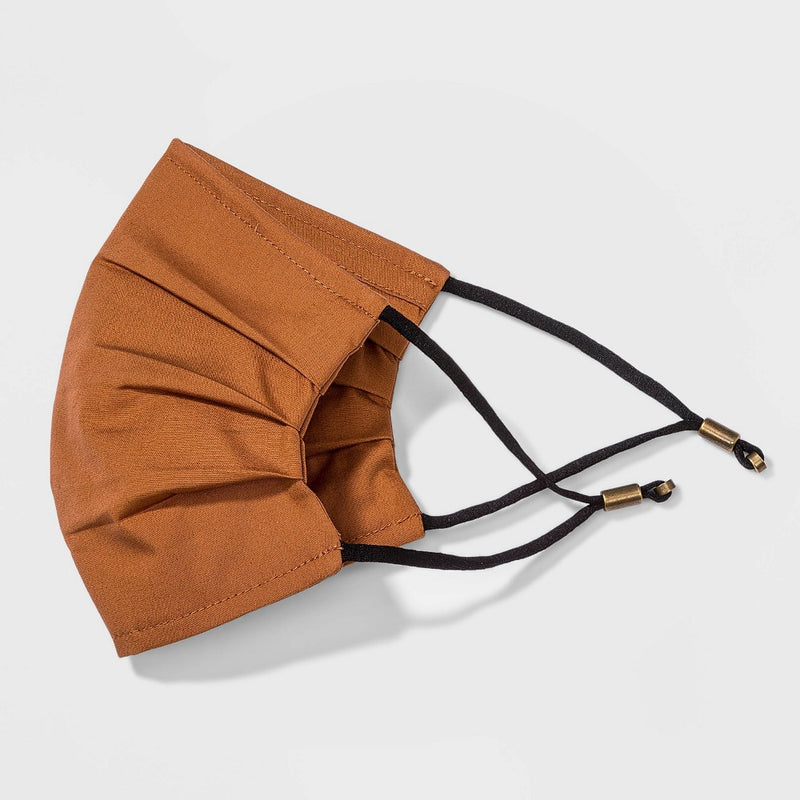 2pk Adjustable 3 Ply Pleated Fabric Face Mask - Universal Thread Rust Brown/Black One Size