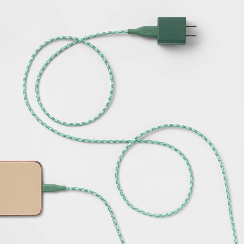 2-Port Wall Charger 15W USB-C & 5W USB-A (with 6' Lightning to USB-A Cable) - heyday Evergreen