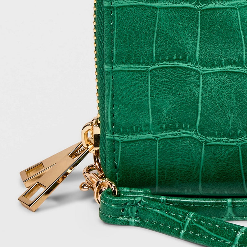 Women's Double Zip Wallet - A New Day Dark Green
