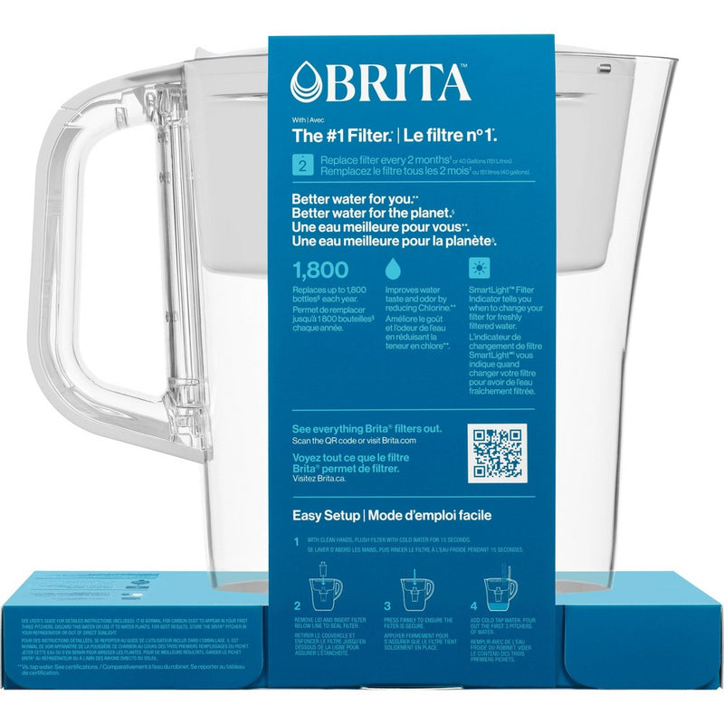 Brita Water Filter 6-Cup Denali Water Pitcher Dispenser with Standard Water Filter - White