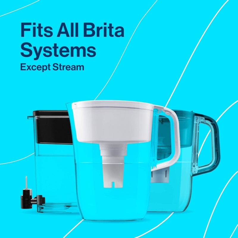 Brita Water Filter 6-Cup Denali Water Pitcher Dispenser with Standard Water Filter - White