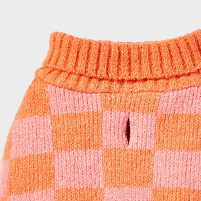 Checkered Knit Dog Sweater - Pink - S - Boots & Barkley