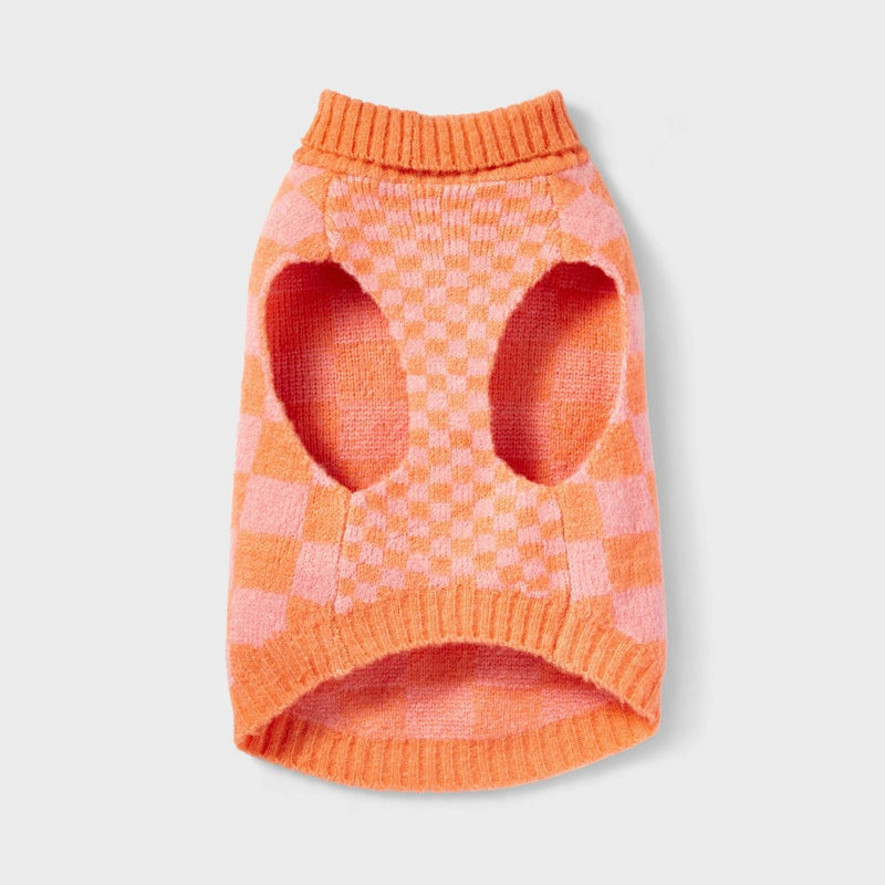 Checkered Knit Dog Sweater - Pink - S - Boots & Barkley