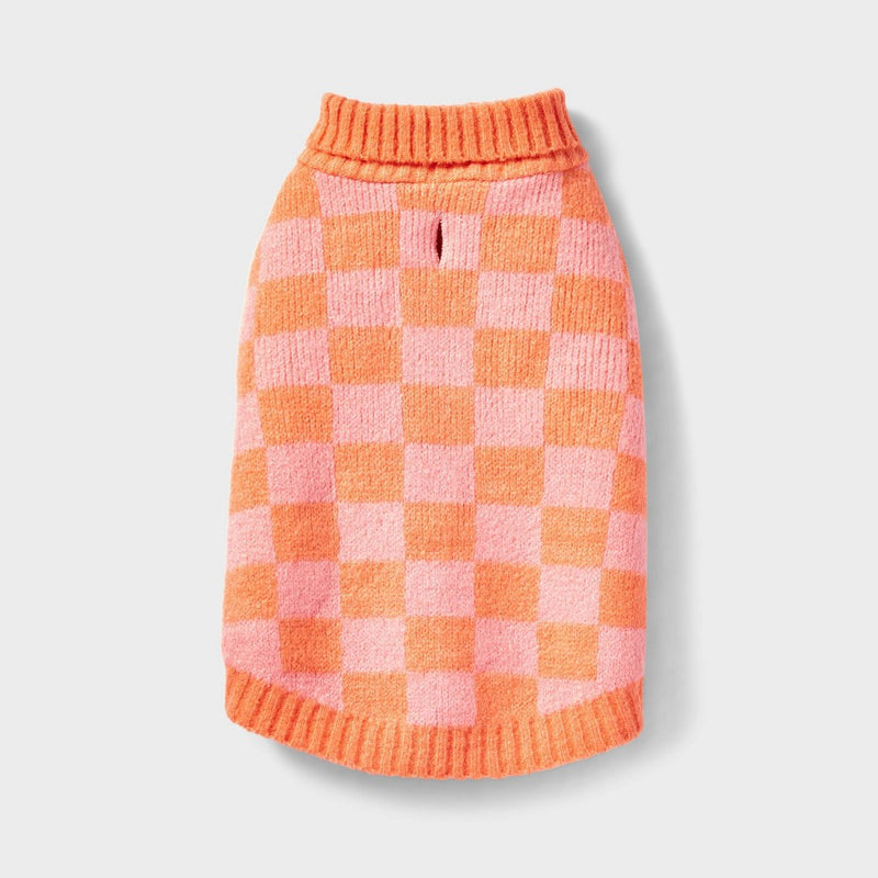 Checkered Knit Dog Sweater - Pink - S - Boots & Barkley