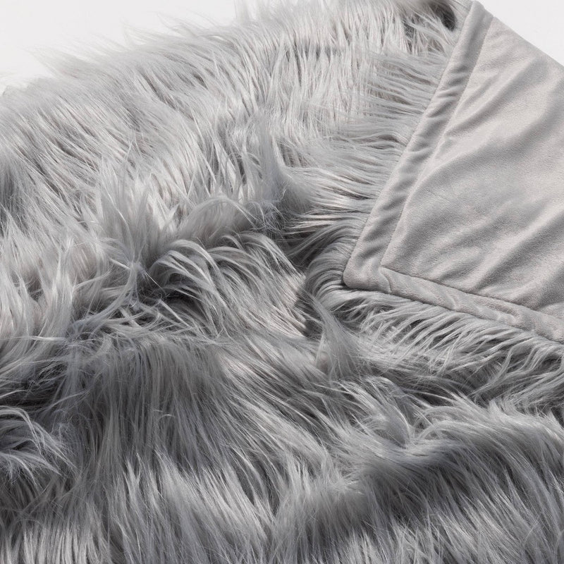 Teen Luxe Long Hair Throw Gray - Makers Collective