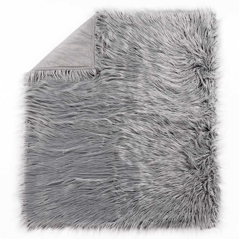 Teen Luxe Long Hair Throw Gray - Makers Collective