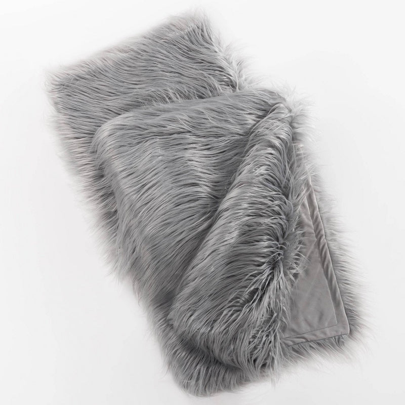 Teen Luxe Long Hair Throw Gray - Makers Collective