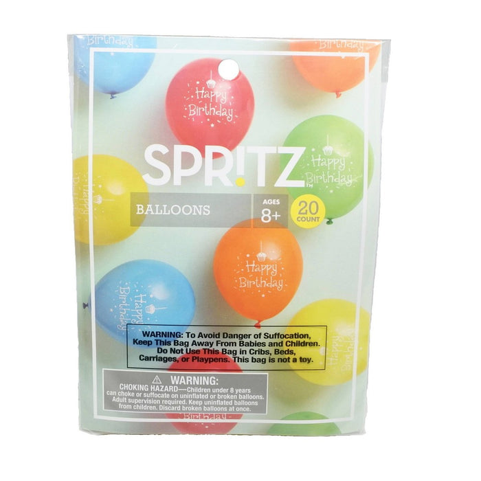 20ct Happy Birthday Printed Balloons - Spritz