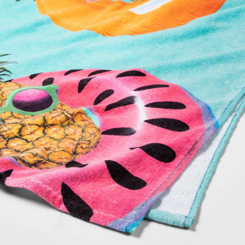 Pineapple Floatie Photo Reel Printed Beach Towel - Sun Squad