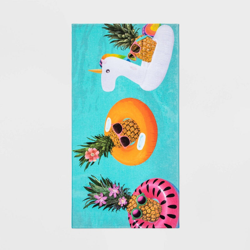 Pineapple Floatie Photo Reel Printed Beach Towel - Sun Squad