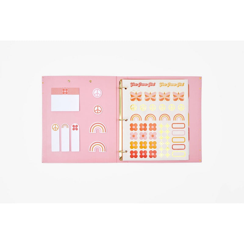 1" Ring Binder Pink and Gold Foil Stars - Best Year Ever