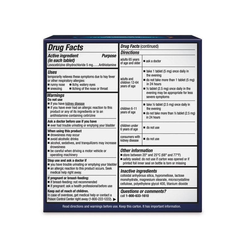 Xyzal Allergy Relief Tablets - Levocetirizine Dihydrochloride - 80ct  EXP 02/2027