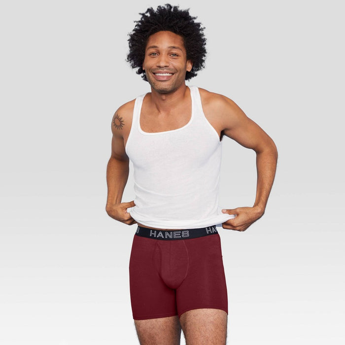 Hanes Premium Men's Long Leg Boxer Briefs with Anti Chafing Total Support Pouch 3pk - Black/Gray S