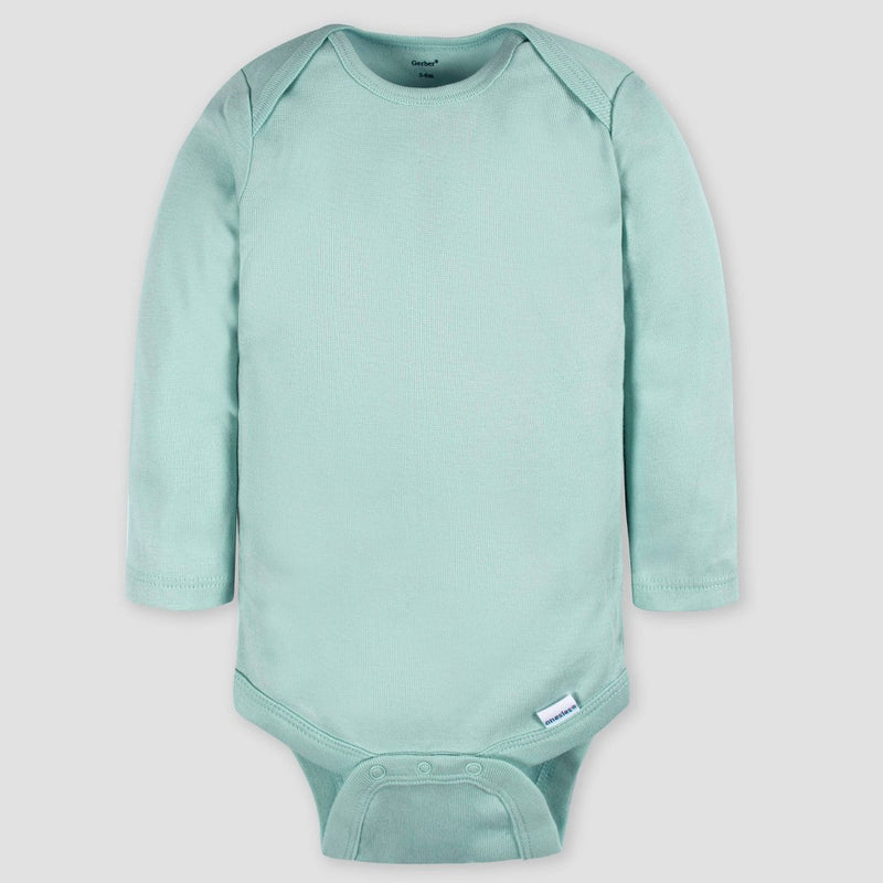 Gerber Baby 4pk Long Sleeve Onesies - Green/Blue 3-6M