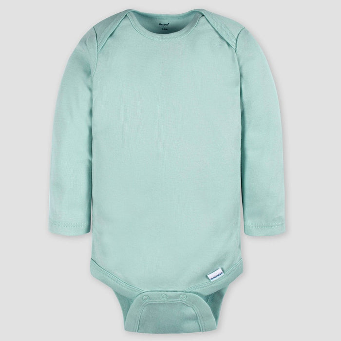 Gerber Baby 4pk Long Sleeve Onesies - Green/Blue 3-6M