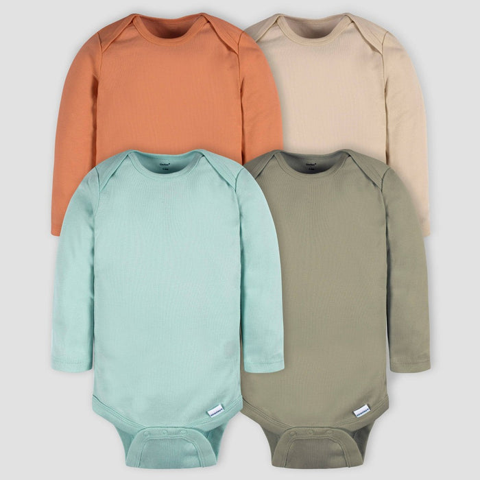 Gerber Baby 4pk Long Sleeve Onesies - Green/Blue 3-6M