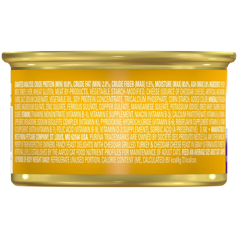 Purina Fancy Feast Delights with Cheddar Grilled Gourmet Wet Cat Food Turkey & Cheddar Cheese Feast In Gravy - 3oz