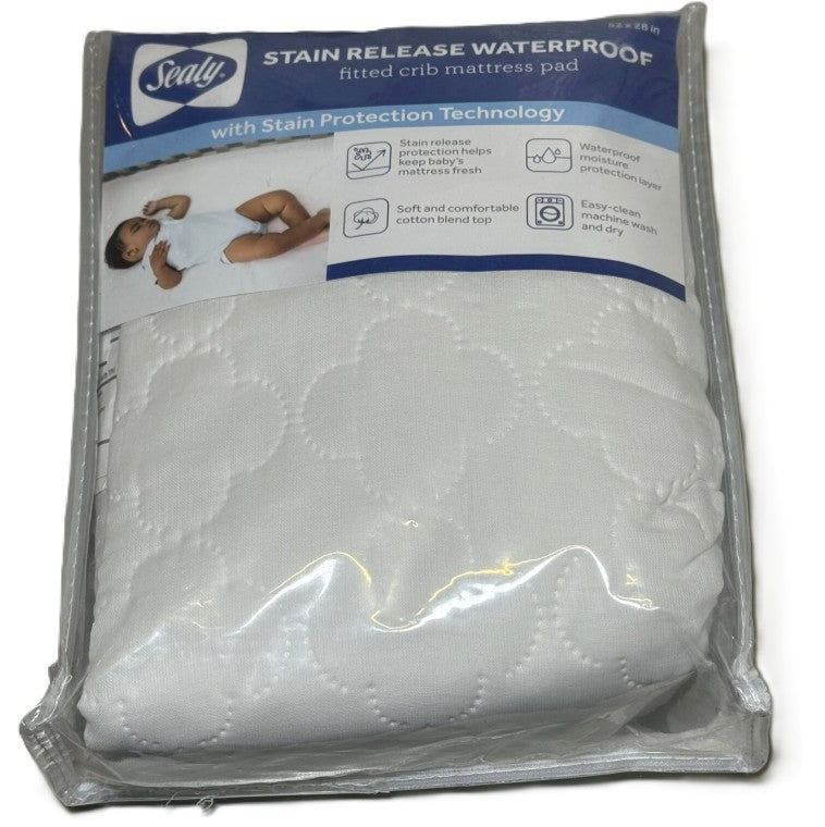 Sealy Stain Release Waterproof Fitted Crib & Toddler Mattress Protector Pad