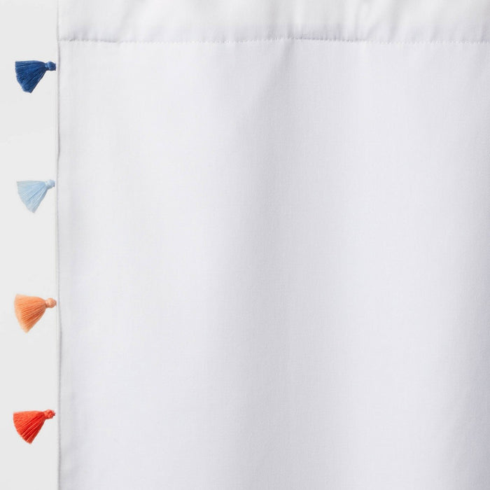 95" Blackout Tassel Kids' Curtain Panel White - Pillowfort