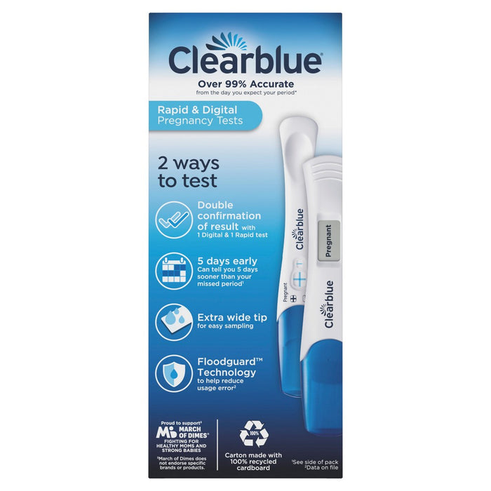 Clearblue Pregnancy Test Combo Pack with Digital Smart Countdown & Rapid Detection - 2ct