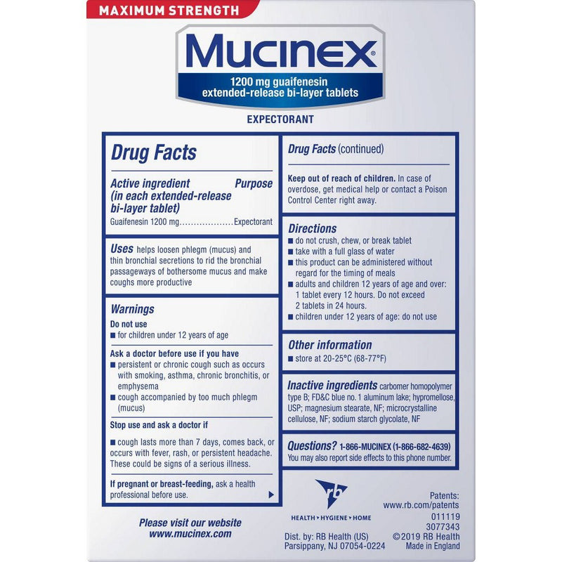 Mucinex Max Strength 12Hour Cough Medicine - Tablets - 42ct