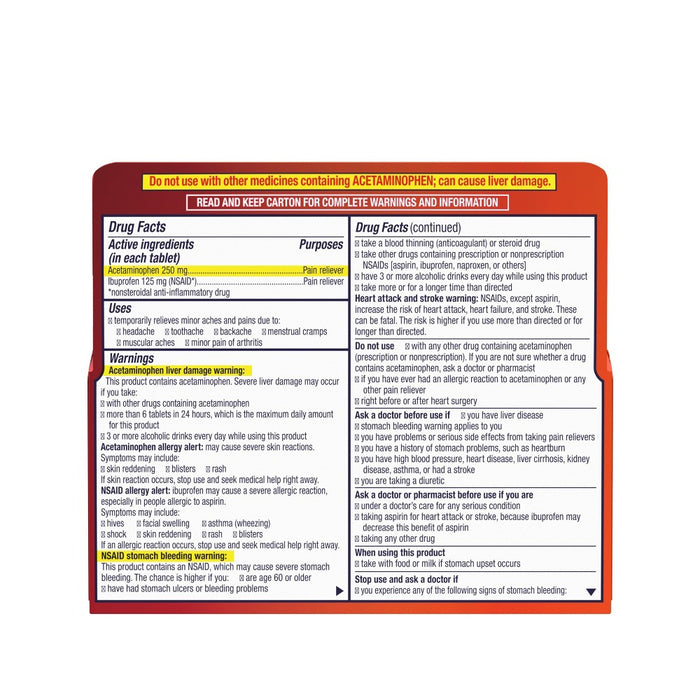 Motrin Acetaminophen Dual Action with Tylenol Pain Reliever - 120ct