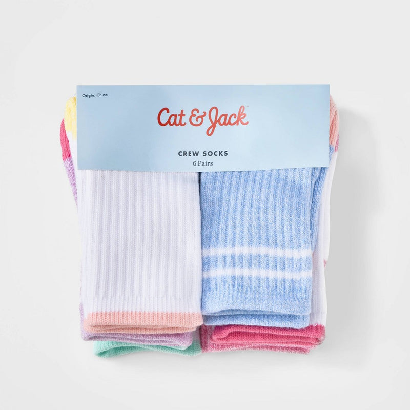 Toddler Girls' Striped Athletic Socks - Cat & Jack 2T-3T