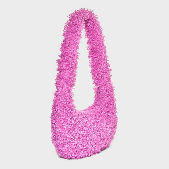 Slouchy Faux Fur Hobo Shoulder Handbag - Wild Fable Pink