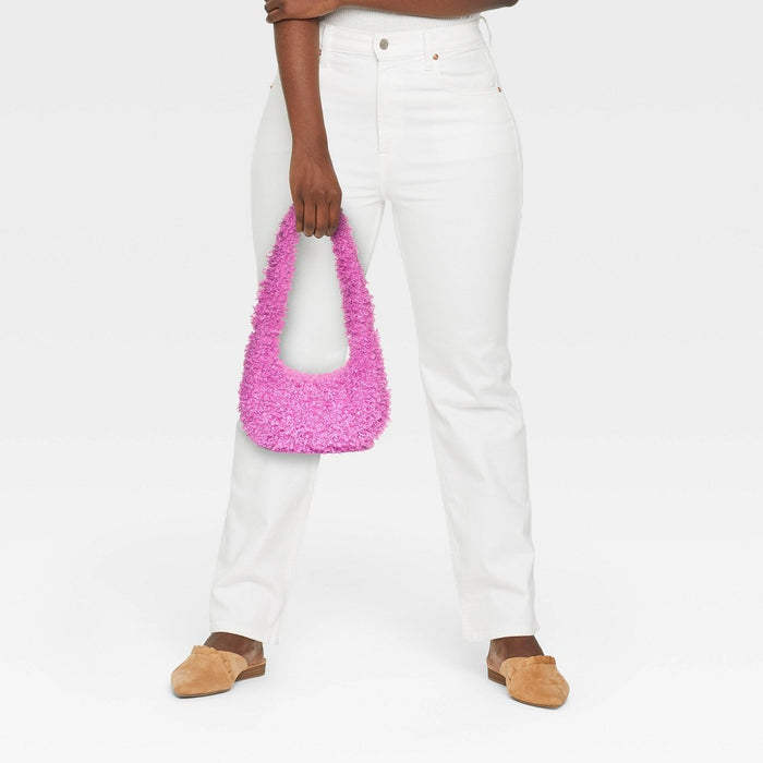 Slouchy Faux Fur Hobo Shoulder Handbag - Wild Fable Pink