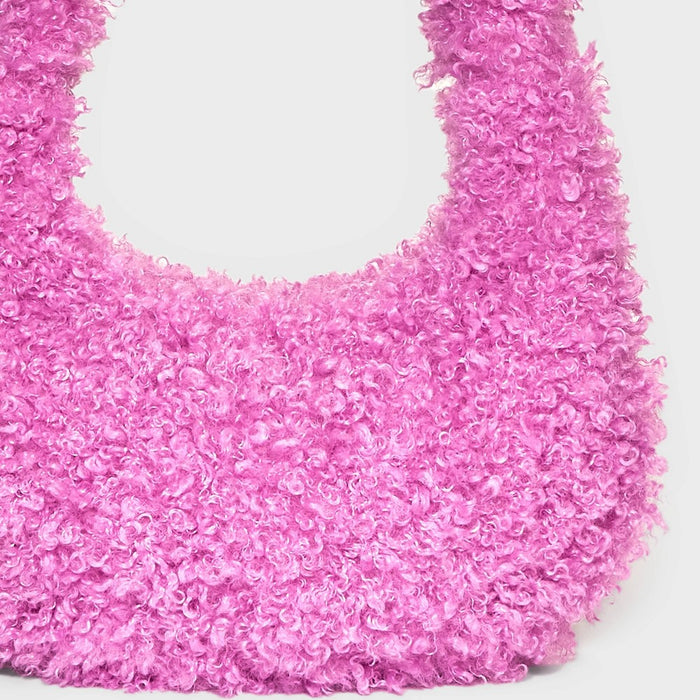 Slouchy Faux Fur Hobo Shoulder Handbag - Wild Fable Pink