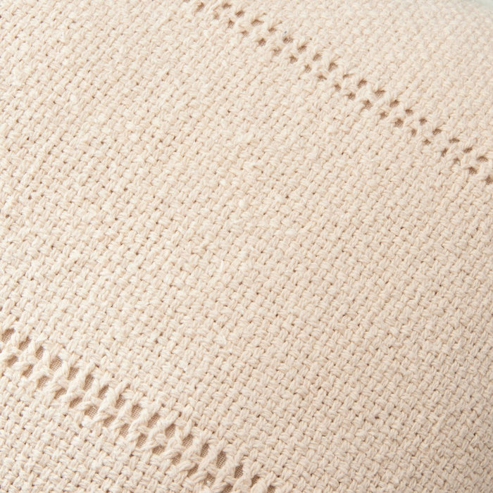 14"x20" Hem Stitch Stripe Lumbar Throw Pillow with Tassels Tan - Hearth & Hand with Magnolia